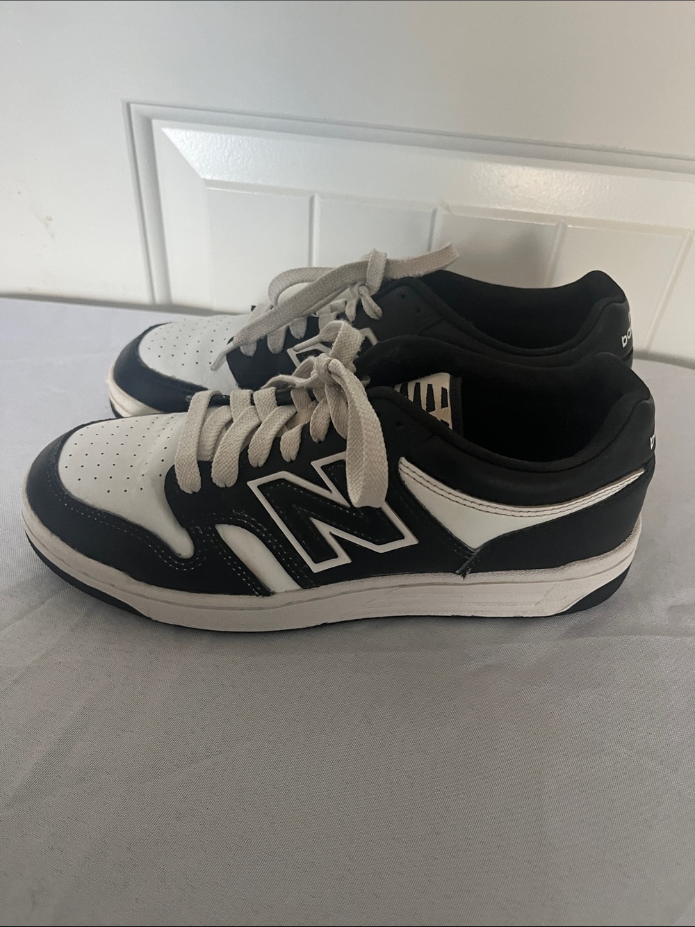 New Balance Black and White Low-Top Sneakers with 'N' Logo